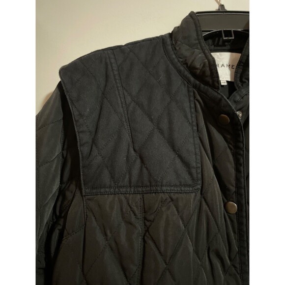 FRAME Women's Quilted Town Jacket Black size L Snap Front - Picture 5 of 10